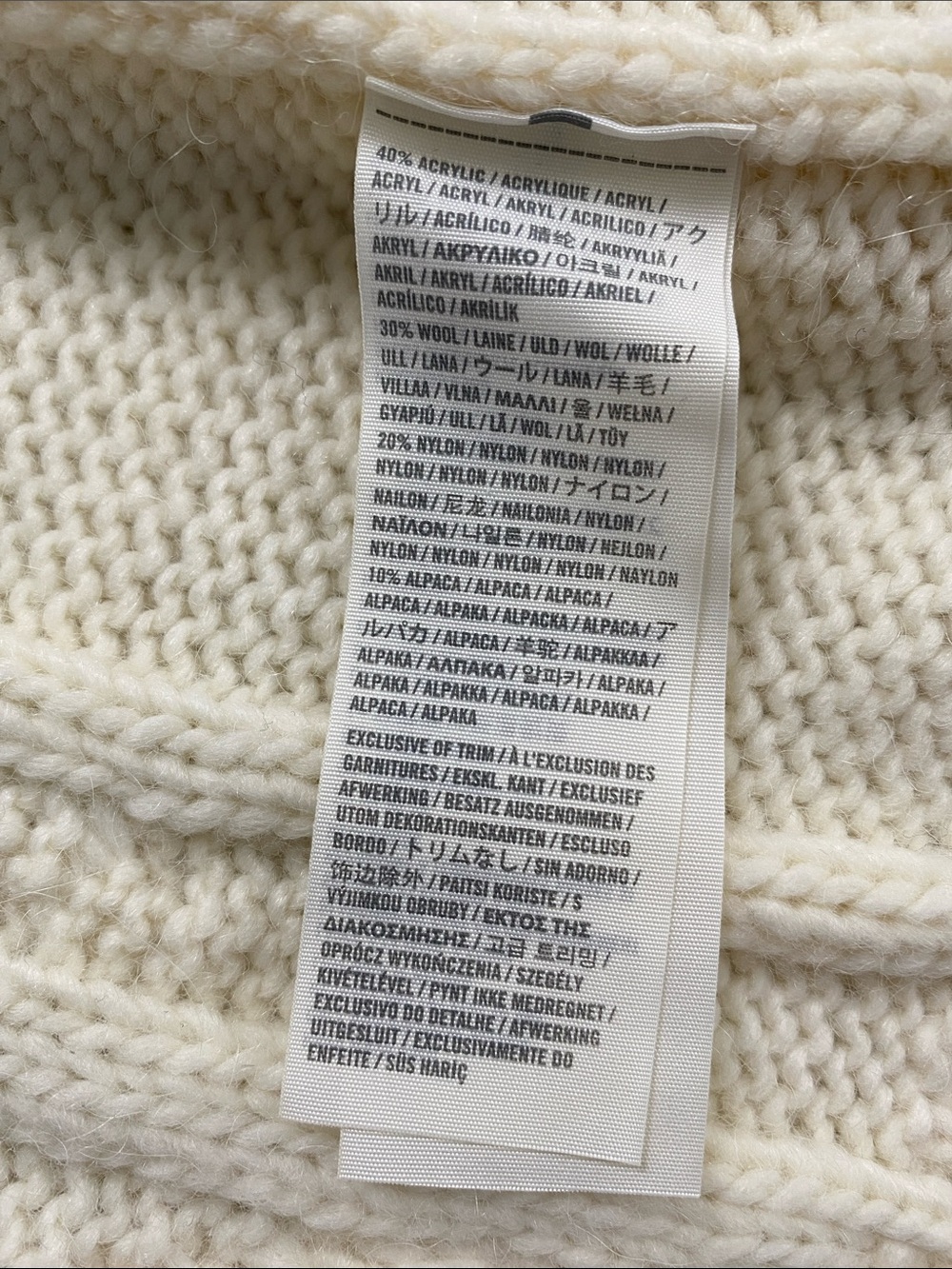 Abercrombie & Fitch Y2K Cable Knit Bobble Cardigan Sweater | 3/4 Sleeves | Ivory - Picture 14 of 16